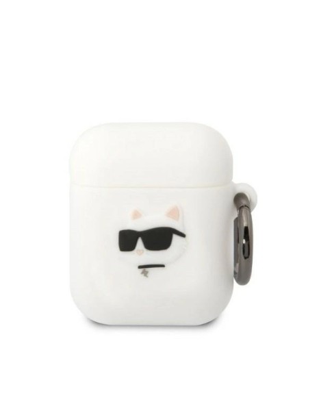 Karl Lagerfeld KLA2RUNCHH AirPods 1/2 cover white/white Silicone Choupette Head 3D