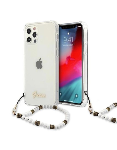 Guess GUHCP12LKPSWH iPhone 12 Pro Max 6.7" Transparent Hardcase White Pearl Guess GUHCP12LKPSWH iPhone 12 Pro Max 6.7" Transparent Hardcase White Pearl