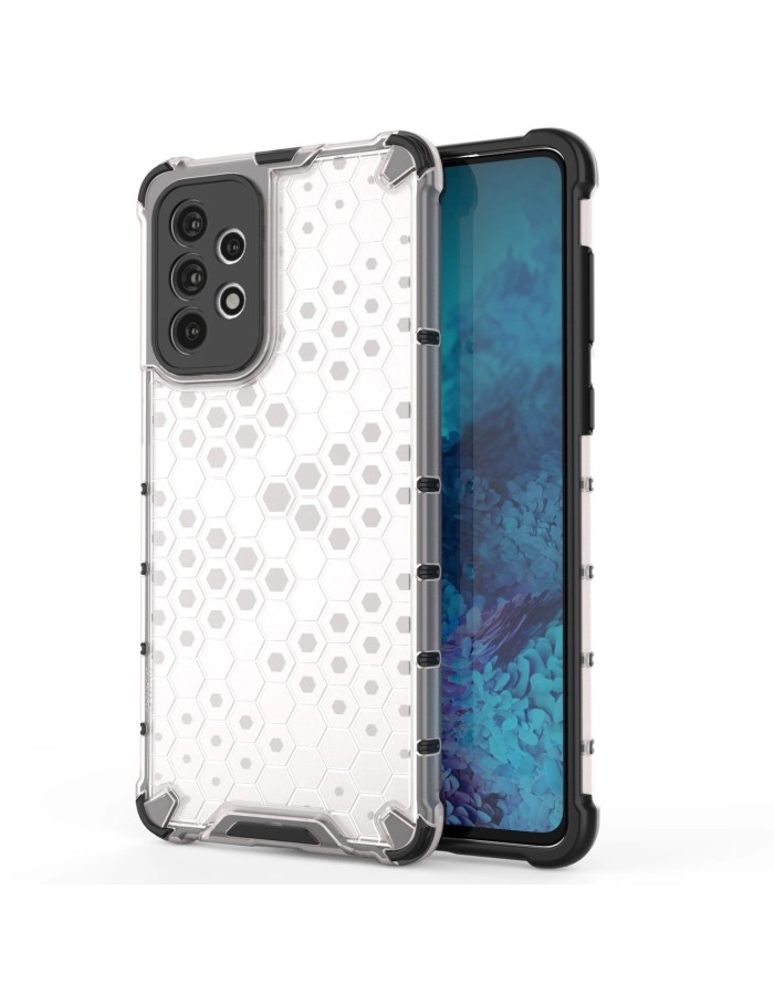 Honeycomb case armored cover with a gel frame for Samsung Galaxy A73 transparent