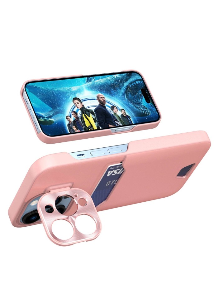 Leather Stand Case for Samsung Galaxy S23 Card Wallet Cover with Stand Pink