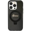 Guess Ring Stand Script Glitter MagSafe case for iPhone 12/12 Pro - black Guess Ring Stand Script Glitter MagSafe case for iPhone 12/12 Pro - black