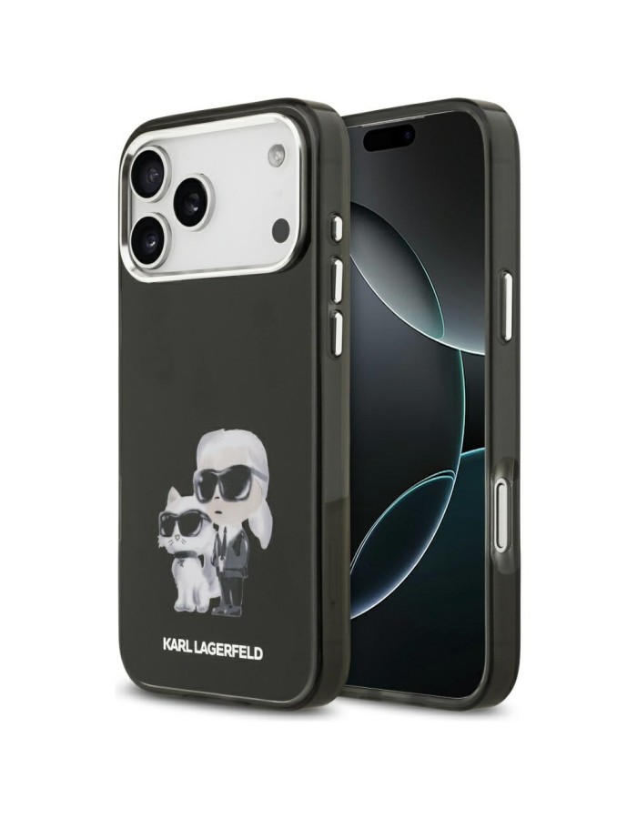 Karl Lagerfeld IML Aquarelle Karl &amp;amp; Choupette &amp;amp; Logo MagSafe Case for iPhone 17 Pro - Black