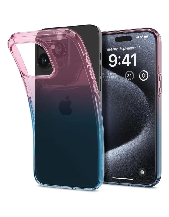 Spigen Liquid Crystal iPhone 15 Pro Case - Pink/Blue Spigen Liquid Crystal iPhone 15 Pro Case - Pink/Blue