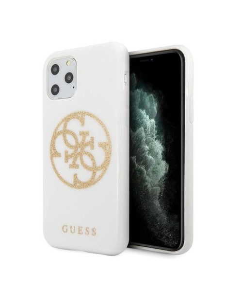 Guess GUHCN65TPUWHGLG iPhone 11 Pro Max white/white hard case Glitter 4G Circle Logo Guess GUHCN65TPUWHGLG iPhone 11 Pro Max white/white hard case Glitter 4G Circle Logo