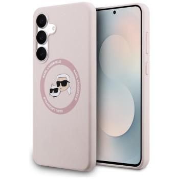 Karl Lagerfeld Silicone Karl &amp;amp; Choupette Heads MagSafe Case for Samsung Galaxy S25 FE - Pink