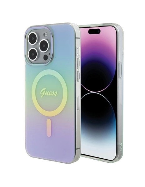 Guess IML Iridescent MagSafe case for iPhone 15 Pro - turquoise Guess IML Iridescent MagSafe case for iPhone 15 Pro - turquoise