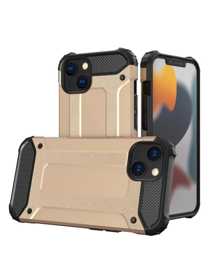 Hybrid Armor Case Tough Rugged Cover for iPhone 13 golden