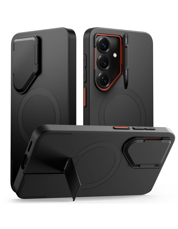 Tech-Protect Kevlar Aura MagSafe Case for Samsung Galaxy S26 - Black and Orange