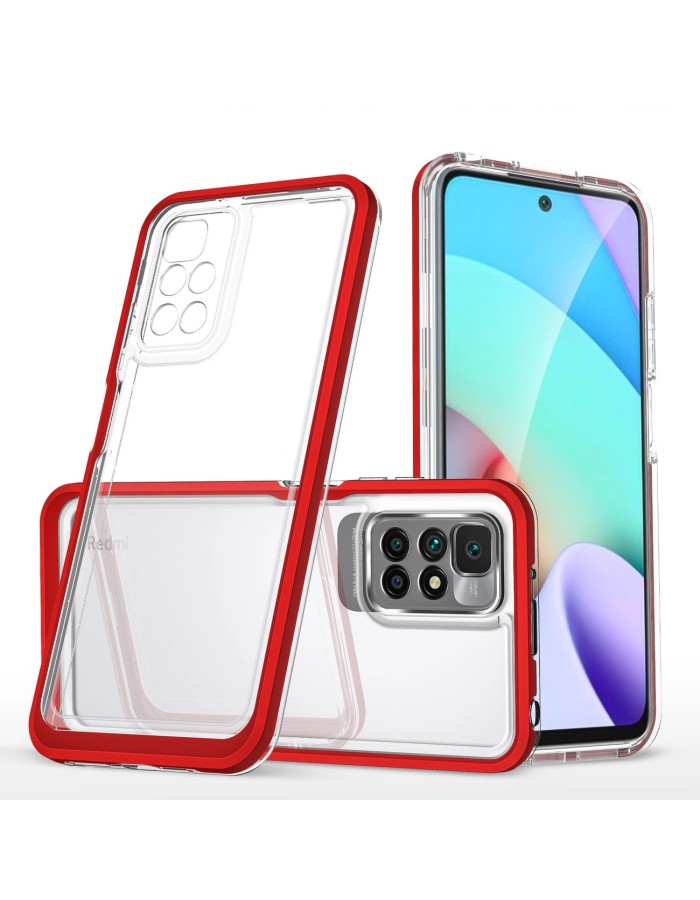 Clear 3in1 Case for Xiaomi Redmi 10 Frame Gel Cover Red