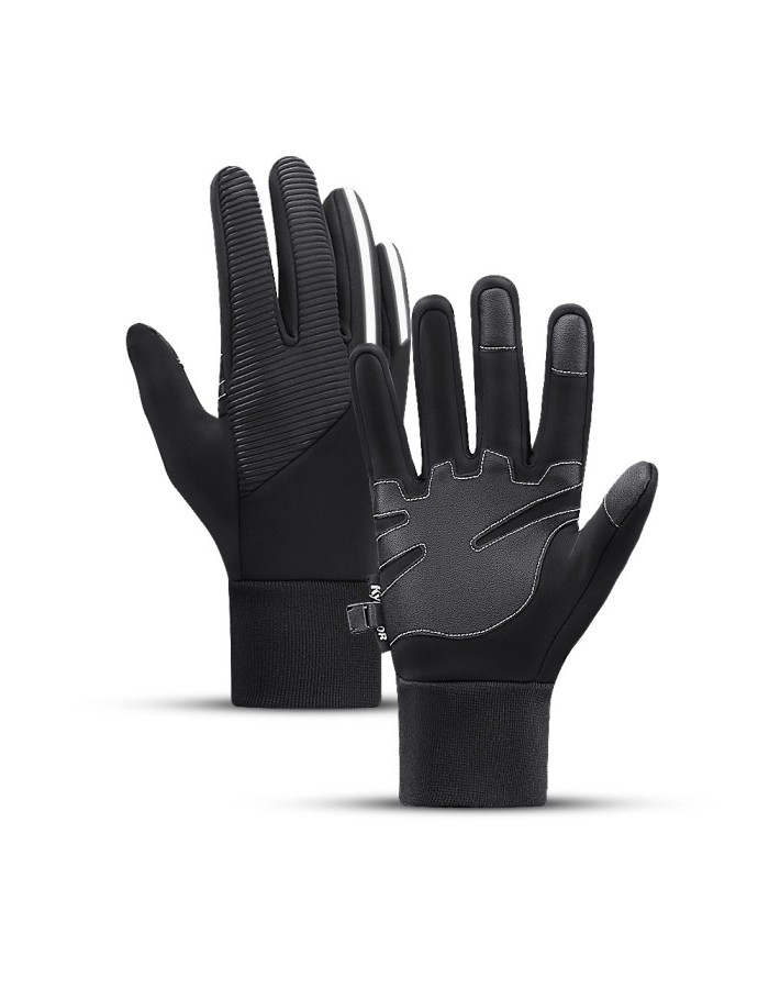 Insulated, anti-slip sports phone gloves (size XL) - black