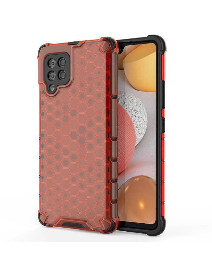 Honeycomb Case armor cover with TPU Bumper for Samsung Galaxy A42 5G red