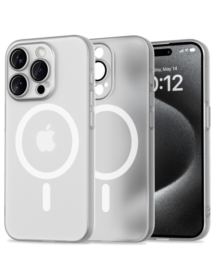 Tech-Protect MagSlim MagSafe iPhone 15 Pro Case - White Tech-Protect MagSlim MagSafe iPhone 15 Pro Case - White