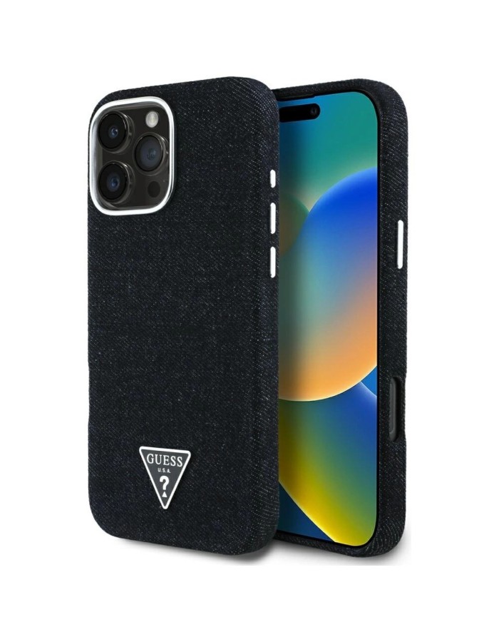 Guess Denim Triangle Logo MagSafe case for iPhone 16 Pro - black Guess Denim Triangle Logo MagSafe case for iPhone 16 Pro - black