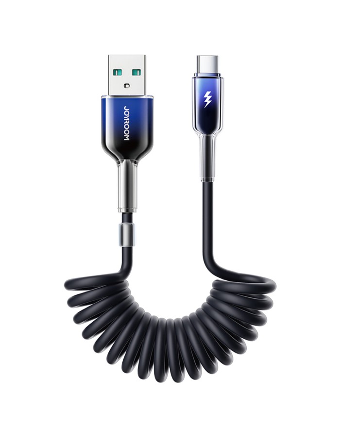 Joyroom S-A43 Crystal-Clear Series 3A USB-A - USB-C spiral cable 1.5m - black Joyroom S-A43 Crystal-Clear Series 3A USB-A - USB-C spiral cable 1.5m - black
