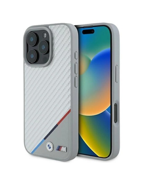 BMW M Carbon Tricolor Line MagSafe Case for iPhone 16 Pro - Gray BMW M Carbon Tricolor Line MagSafe Case for iPhone 16 Pro - Gray