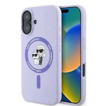Karl Lagerfeld Silicone Karl&amp;amp;Choupette Ring MagSafe iPhone 16 Case - Purple