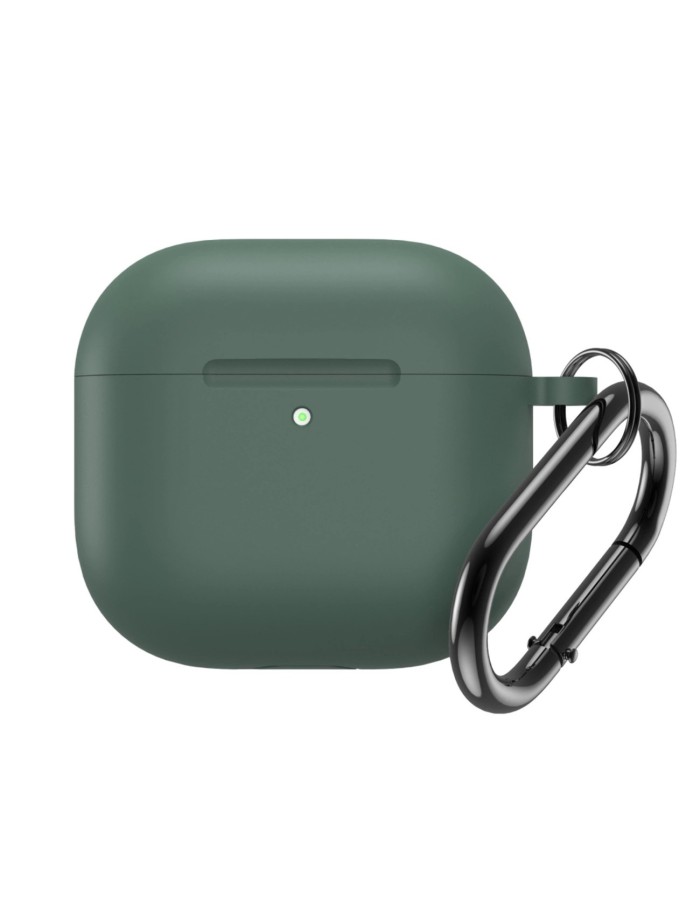 Silicone Case for Airpods 4 with Carabiner - Green Silicone Case for Airpods 4 with Carabiner - Green