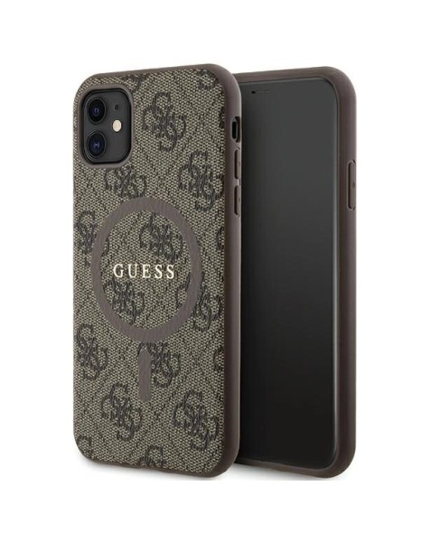 Guess GUHMN61G4GFRW iPhone 11 6.1" / Xr brown/brown hardcase 4G Collection Leather Metal Logo MagSafe Guess GUHMN61G4GFRW iPhone 11 6.1" / Xr brown/brown hardcase 4G Collection Leather Metal Logo MagSafe