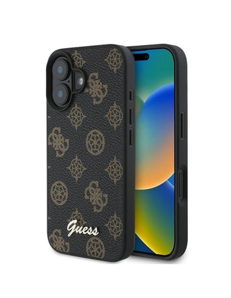 Guess Peony Script MagSafe iPhone 16 Plus Case - Black