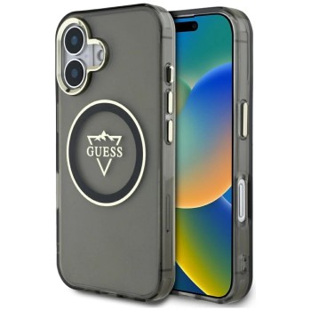 Guess IML Metal Mountain Logo MagSafe case for iPhone 16 - black