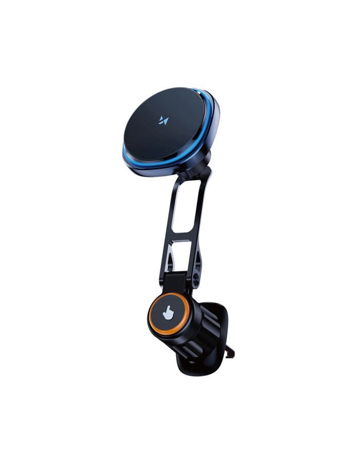 Wozinsky WCT5-6S2Y Car Holder with Qi/MagSafe 15W Wireless Charger and Air Vent Fan - Black