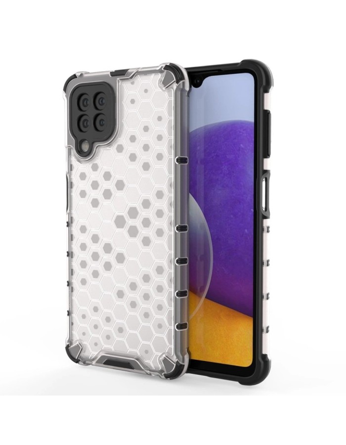 Honeycomb Case armor cover with TPU Bumper for Samsung Galaxy A22 4G transparent
