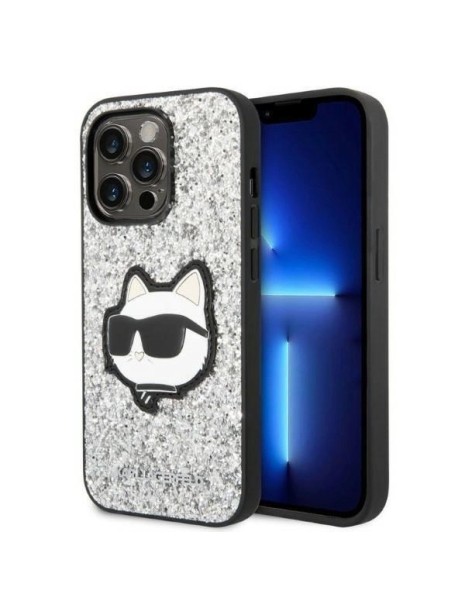 Karl Lagerfeld KLHCP14XG2CPS iPhone 14 Pro Max 6.7" silver/silver hardcase Glitter Choupette Patch