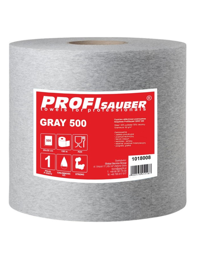 Gray nonwoven industrial cleaning cloth ProfiSauber GRAY 500 Gray nonwoven industrial cleaning cloth ProfiSauber GRAY 500