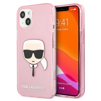 Karl Lagerfeld Glitter Karl&amp;#39;s Head Case for iPhone 13 mini - Pink