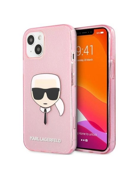 Karl Lagerfeld Glitter Karl&amp;#39;s Head Case for iPhone 13 mini - Pink