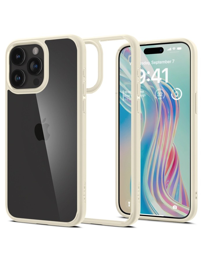 Spigen Crystal Hybrid Case for iPhone 15 Pro Max - Clear Beige Spigen Crystal Hybrid Case for iPhone 15 Pro Max - Clear Beige