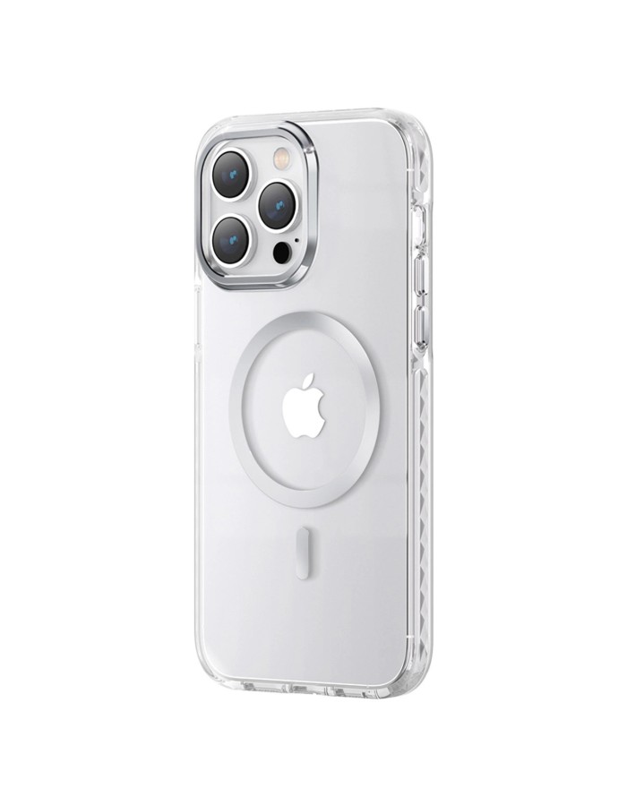 Kingxbar PQY Ice Crystal Series magnetic case for iPhone 14 Plus MagSafe silver