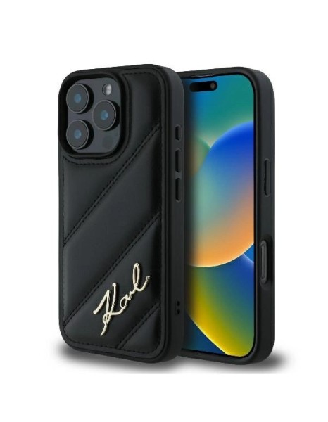 Karl Lagerfeld Quilted Signature iPhone 16 Pro Max Case - Black Karl Lagerfeld Quilted Signature iPhone 16 Pro Max Case - Black