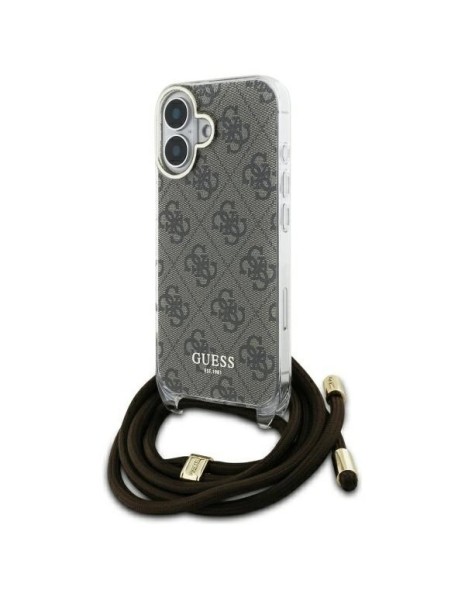 Guess Crossbody Cord 4G Print Case with Lanyard for iPhone 16 - Brown Guess Crossbody Cord 4G Print Case with Lanyard for iPhone 16 - Brown