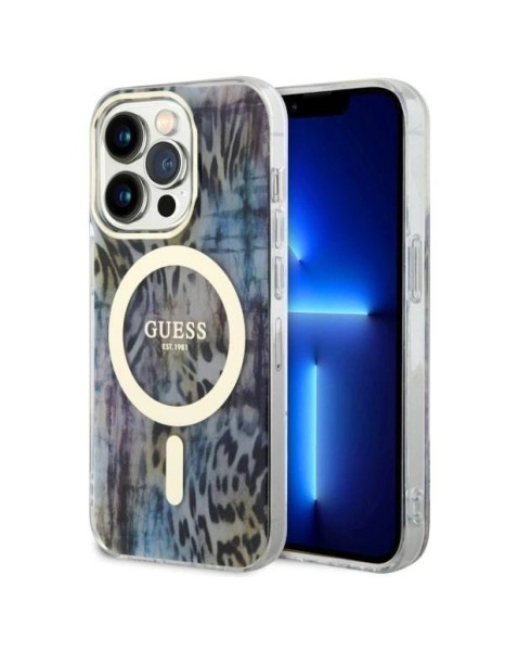Guess GUHMP14XHLEOPWB iPhone 14 Pro Max 6.7" blue/blue hardcase Leopard MagSafe Guess GUHMP14XHLEOPWB iPhone 14 Pro Max 6.7" blue/blue hardcase Leopard MagSafe