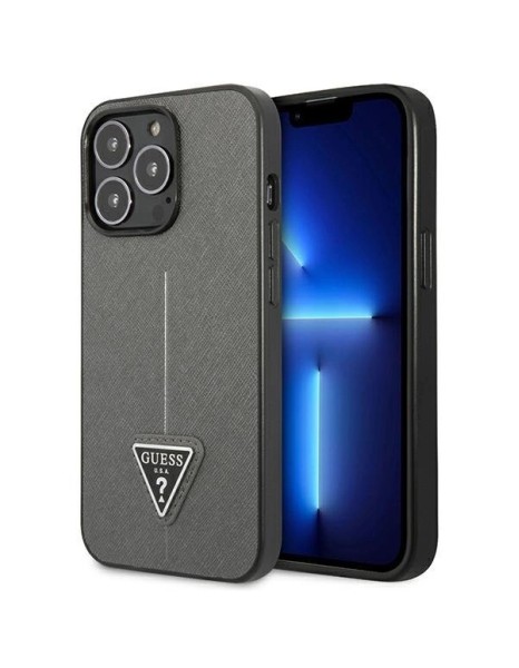 Guess Saffiano Triangle Logo case for iPhone 13 Pro Max 6.7" - silver Guess Saffiano Triangle Logo case for iPhone 13 Pro Max 6.7" - silver