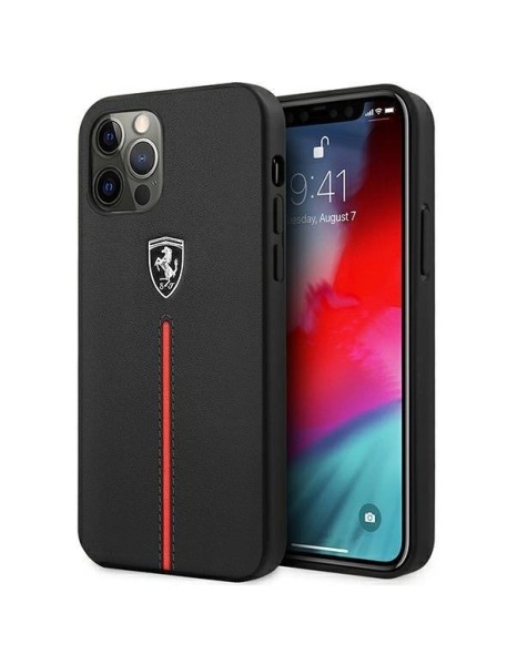 Ferrari FEOMSHCP12LBK iPhone 12 Pro Max black/black hardcase Off Track Leather Nylon Stripe Ferrari FEOMSHCP12LBK iPhone 12 Pro Max black/black hardcase Off Track Leather Nylon Stripe