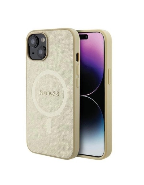 Guess GUHMP15SPSAHMCB iPhone 15 6.1" gold/gold hardcase Saffiano MagSafe