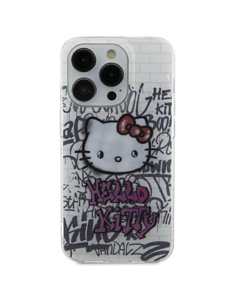 Hello Kitty IML Kitty On Bricks Graffiti case for iPhone 15 - white Hello Kitty IML Kitty On Bricks Graffiti case for iPhone 15 - white