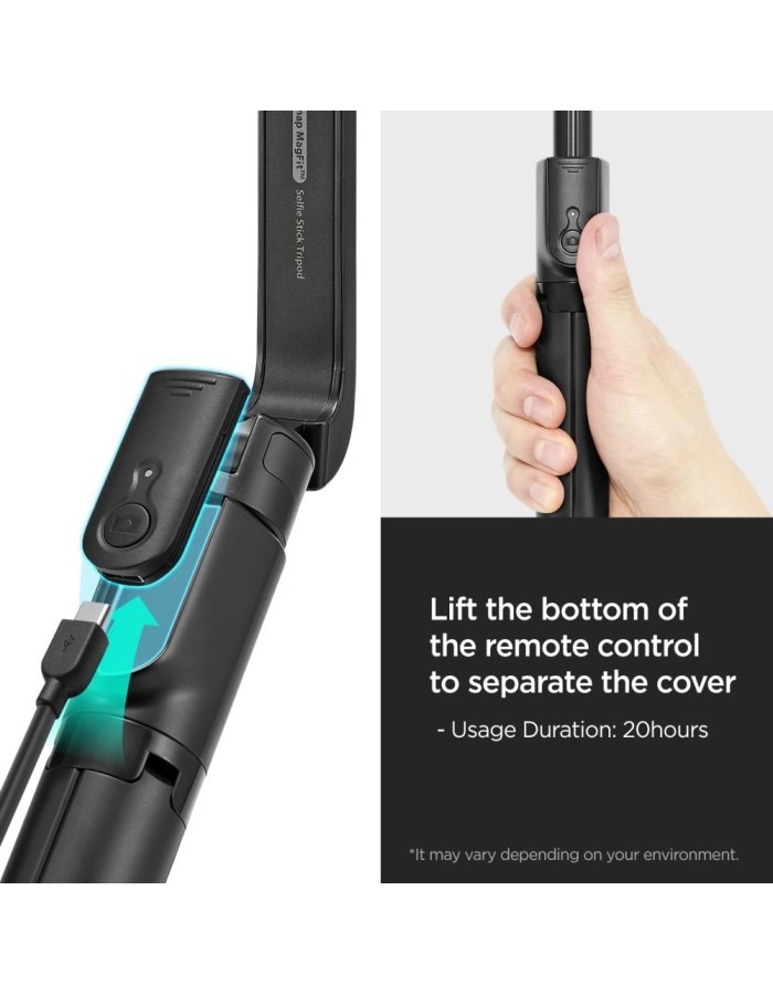 Selfie stick Spigen S580W MagSafe Bluetooth with tripod - black