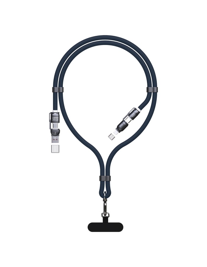 Dudao L20Max 65W 4-in-1 Cable with Lanyard USB-C to USB-C with Lightning and USB-A Adapters - Blue Dudao L20Max 65W 4-in-1 Cable with Lanyard USB-C to USB-C with Lightning and USB-A Adapters - Blue