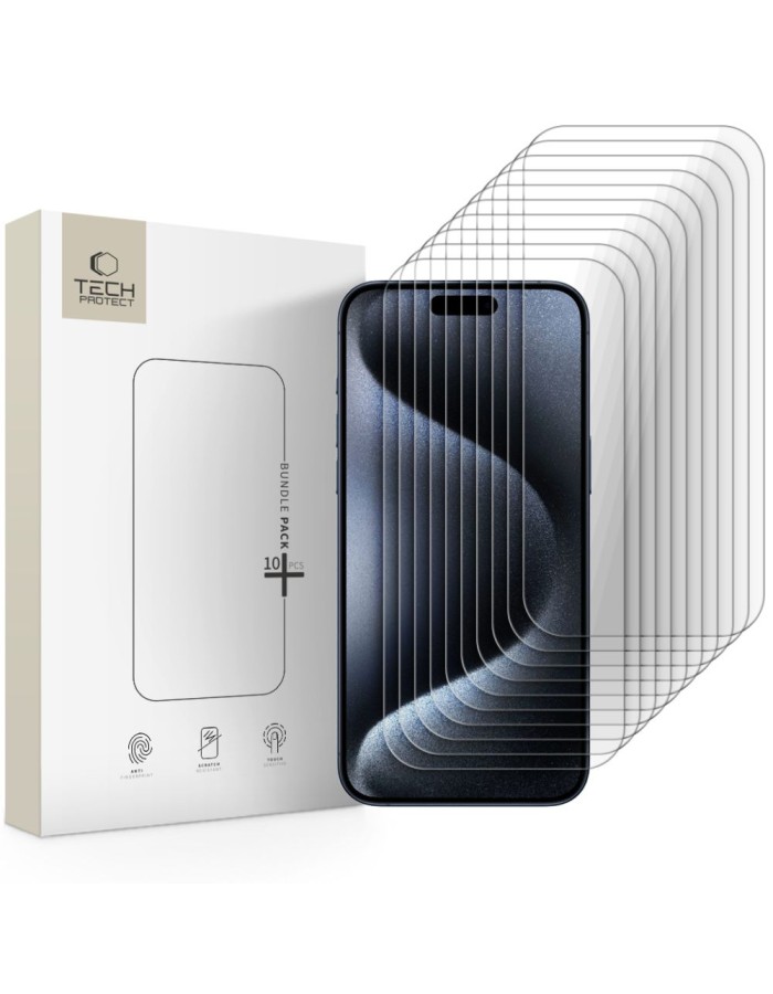 Tech-Protect Tempered Glass Bundle 10-pack for iPhone 15 Pro Max