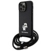 Karl Lagerfeld KLHCP14XSAKCPSK case for iPhone 14 Pro Max 6.7" hardcase - black Crossbody Saffiano Metal Pin Karl&amp;Choupette