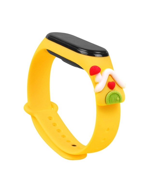 Strap Xmas for Xiaomi Mi Band 3 / 4 Christmas Silicone Strap Bracelet with House - Yellow