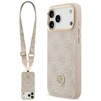 Guess 4G Strass Logo &amp;amp; Big Strap Metal Buttons MagSafe Case for iPhone 17 Pro Max - Pink