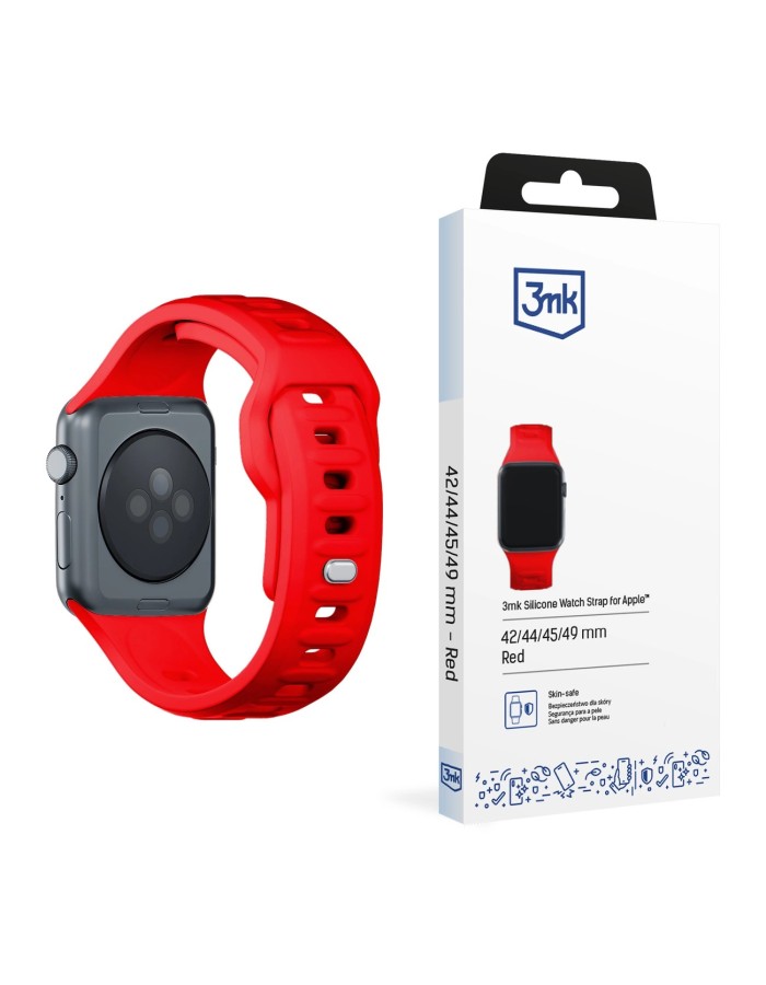 3mk Silicone Watch Strap for Apple Watch 42 / 44 / 45 / 49 mm - red