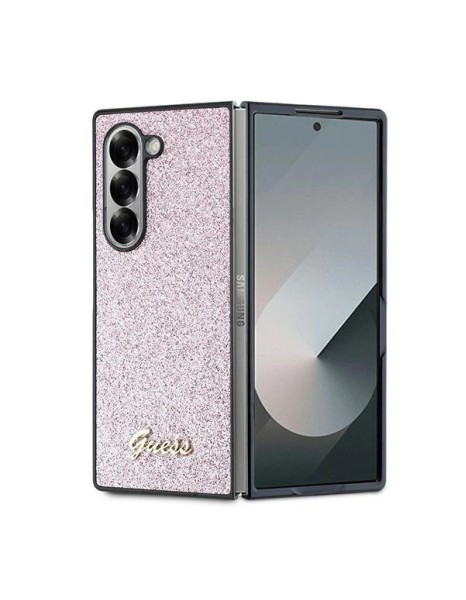 Guess 4G Glitter Script Case for Samsung Galaxy Z Fold 6 - Pink