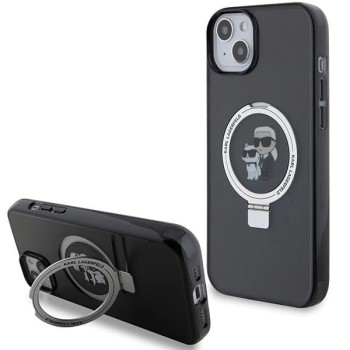 Karl Lagerfeld Ring Stand Karl&amp;amp;Choupette MagSafe case for iPhone 14 / 15 / 13 - black