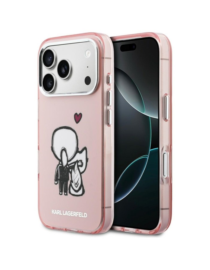 Karl Lagerfeld Karl &amp;amp; Choupette Back MagSafe Case for iPhone 17 Pro Max - Pink