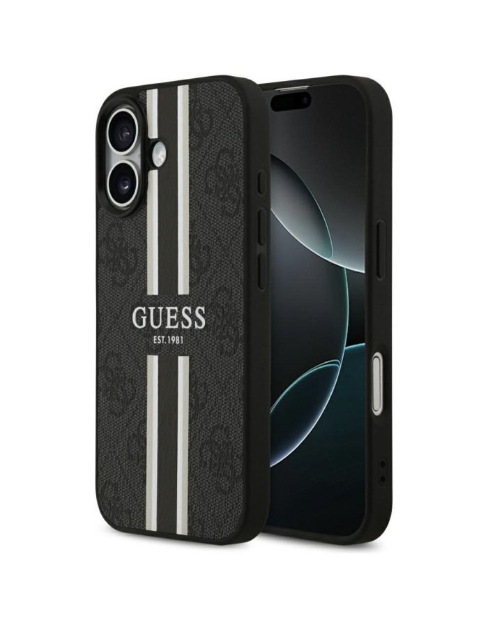 Guess 4G Printed Stripes MagSafe case for iPhone 17 - black Guess 4G Printed Stripes MagSafe case for iPhone 17 - black